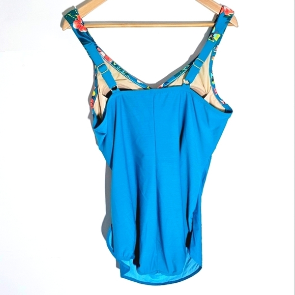 Lan's End Slender Floral Print V-Neck Rushed Side Women's Swimsuit Plus 20W - Picture 7 of 11